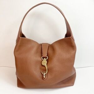 Dooney & Bourke Brown Pebbled Leather Florentine Logo Lock Shoulder Bag